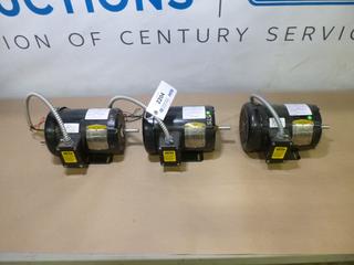 (3) Unused  Baldor Dirty Duty Pus Marine Duty Motors, 0.75 HP, 3 Phase, 575V, 1.1A, 1760 RPM (C1)