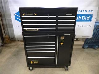 (1) Unused Mastercraft 41 In. 6 Drawer Tool Cabinet w/ Casters, C/w (1) Unused Mastercraft 41 In. 8 Drawer Tool Chest and (4) sets of Keys (D FRONT)