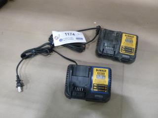 (2) Dewalt DCB115 Battery Charger c/w 12V/20V Max, Lithium Ion (B1)