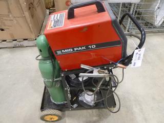 Lincoln Auto Mig Welder w/ Cart, Bottle and Accessories, Model M16 PAK 10, S.N 10745V100130258 (O-1-3)