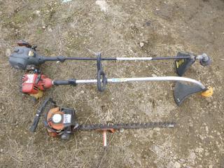 (1) Homelite Bandit Weed Eater SX-135, (1) Sears 17 In. CC Trimmer, (1) Tanka Hedge Trimmer *Note: Running Condition Unknown, Turns Over* (Row 3)