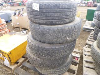 (3) BF Goodrich Rugged Trail Tires, Size LT245/75R17, (1) Firestone Transforce on Still Rim, Size LT245/70R17, (1) Continental Tire, Size 235/45R19