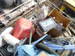 Crate Containing Meter, Transmission Fluid, Jerry Can, Tubing and More (Row 4)