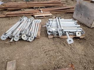 (2) Pallets of Swivel Poles, Circle Fixed Bottom and Square Fixed Bottom  (East Fence)