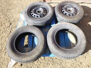 (1) Tire on Rim, Size 195/70R14, (1) Tire on Rim, Size 185/65R14, (2) Tires, Size 195/70R14