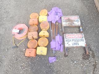 Qty of Warning Lights, and Marking Flags, Extension Cord w/Reel  (Row 4)