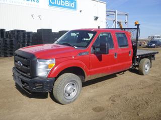 2011 Ford F-350 Super Duty XLT Crew Cab Flat Deck Truck c/w 6.2L, A/T, Manual Hub, LT265/70R17 Tires at 40%, 7 Ft. 6 In. x 6 Ft. 8 In., VIN 1FT8W3B69BEC88658 *Note: BC Registered, New Windshield, Odometer Not Visible, Tire Pressure Monitor Fault, Rust and Damage* **Part of 4 U Equipment Dispersal**