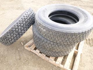 (3) Bridgestone R287 11R22.5 Tires, (1) Bridgestone M770 11R22.5 Tire