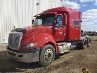 2009 International Prostar Eagle Truck Tractor c/w Cummins ISX Diesel, Eaton Fuller Auto shift Transmission, A/C, Showing 1,216,757 Kms, 16,265 Hours, 228 In. W/B, PTO, 11R24.5 Tires at 20%, Rears at 30%, 60 In. Sleeper, VIN 2HSCUAPR29C157232 *Note: ABS Module Message, Calibrate Compass Declination*  PL#120