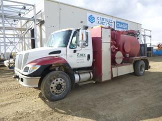 2006 International 7500 Hydro Vac c/w Diesel, 8LL Eaton Fuller, Showing 376,307, A/C, PTO, Storage Cabinet, GVWR 36,220 Lb, 235 In. W/B, 11R22.5 Front Tires at 50%, Rears at 70%, Front Axle Rating 13,220 Lb, Rear Axle Rating 23,000 Lb, Hydraulic End Gate w/ Tornado Vac System, Hours N/A, Roots Blower, Model 616, Hours N/A, CAT Pump, Model 3560, Hours N/A, Tank Size Unknown, VIN 1HTWKAZR36J221786