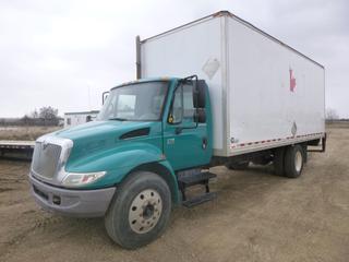 2006 International 4200 SBA Van Truck c/w VT 365 Diesel, A/T, A/C, Showing 166,153 Kms, 6,842 Hours, GVWR 11,566 KG, 585 In. W/B, 11R22.5 Tires at 60%, Dually Rears, Front Axle Rating 8,000 Lb, Rear Axle Rating 17,500, Hydraulic Rear Gate, 22 Ft. 8 In. x 8 Ft. 5 In., VIN 1HTMPAFM16H339473 *Note: SK Vehicle, No Rear Door, Exhaust Leak and Not Making Full Boost, Damage and Scratches*