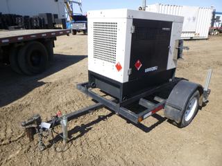 Frontier KS900 Generator c/w Kubota Engine, Model D1105-BG-ET01, 8KW, 120/240V, Single Phase, Showing 1327.7 Hours, 2 5/16 In. Ball, Trailer VIN 2F9US1130DE080559 *Note: Trailer Hitch Not Connected* (East Fence)