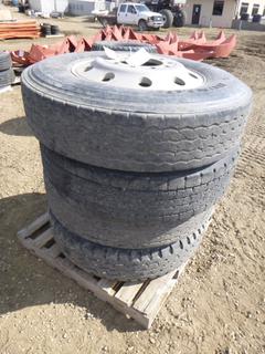 (4) 11R24.5 Tires w/ Rims *Note: 1 Tire has Hole* (Row 1)