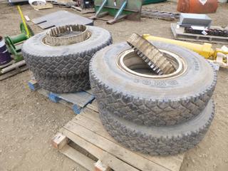 (4) Hankook DW01 11R22.5 Tires On Interior Rims (Row 1)