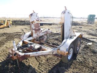 T/A Reel Trailer w/ Hydraulics c/w Spring Susp, 7.50-15 Tires, Pintle Hitch, SN 75340 *Note: Hydraulics- Working Condition Unknown, Broken Leaf Spring*  (East Fence)