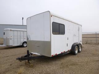 2003 Enclosed Office Trailer w/ Storage In Rear c/w 2 5/16 In. Ball, Wire For Power, Propane Hook Up, ST225/75R15 Tires, 16 Ft. x 7 Ft., VIN 2DACC424X3T002024 PL#387D *Located At Satellite Yard*