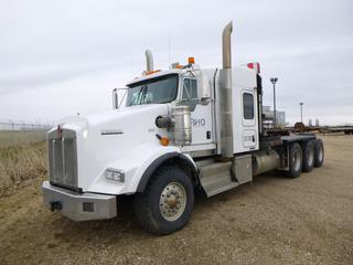 2015 Kenworth T800 Tri Drive Winch Truck Tractor c/w 14.9L L6 Cummins ISX Diesel, 550 HP, 18 Speed, Showing 400,300 Kms, 14,377 Hours,  62 In. Sleeper, 385/65R22.5 Tires at 80%, Front Axle Rating 16,000, Rear Axle Rating 69,000 w/ Lockers, Ratio 4:30, 30 Ton Winch, VIN 1XKDP4EXXFR977116