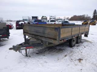 14 Ft. T/A Dump Trailer c/w Spring Susp, Fold Down Sides, 8 Ft. Wide, CVIP 05/2021 *Note: VIN OBL* *Located At Satellite Yard*