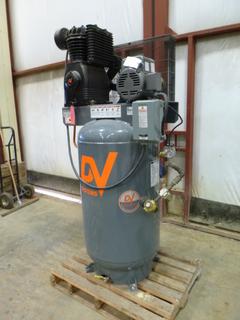 DV Systems Air Compressor, Model TAPV-5052-03M5 c/w 230V, 23A, 1 Phase, DV Model 247 Fly Wheel Pump, Baldor 5 HP Industrial Motor, 175 PSI w/ 80 Gallon Tank, SN 092307 (C1 Front)