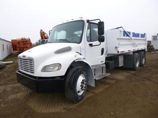2007 Freightliner Business Class M2 15 Ft. Dump Truck c/w CAT C7 Acert, Allison A/T, A/C, Showing 216,042 Kms, 6,753 Hours, GVWR 23,587 KG, PTO, Manual Tarp, Hydraulic End Gate, Prodigy Trailer Brake System, 11R22.5 Tires at 40%, Rears at 50%, Front Axle Rating 5,443 KG, Rear Axle Rating 18,144 KG, CVIP 11/021, VIN 1FVHCYDCX7HY50201 *Note: Battery Issues*