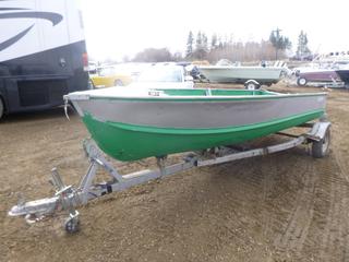 Peterborough 14 Ft. Aluminum Boat c/w 2 In. Ball, 5.30-12 Tires, SN SQL58858 w/ 1 Gator 1968 Boat Trailer, VIN 479 *Note: No Motor*