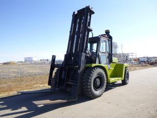 Clark C500Y300 Forklift c/w Detroit Diesel, Showing 4,484 Hours, Cab, 59 In. Forks, 2 Stage Mast, 30,000 Lbs Lifting Cap, 14.00-24 Front Tires, 10.00-20 Rear Tires *Note: No SN, Service Manual Located In Office*