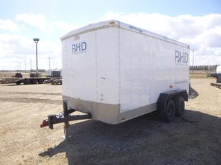 2008 Forest River 14 Ft. T/A Enclosed Cargo Trailer c/w Spring Susp, 2 5/16 In. Ball, ST205/75R15 Tires, Shelving, VIN 5NHUBL42X8T419232 *Note: Damage* *Located At Satellite Yard*