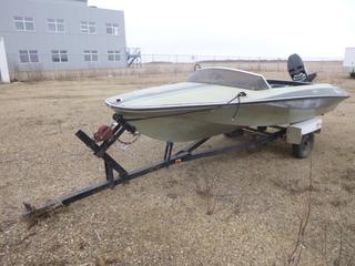 14 Ft. Boat w/ Trailer c/w Mercury 650 Motor, 2 In. Ball, P175/70R13 Tires, SN LARA8430M73K *Note: Runs, Needs Battery* 