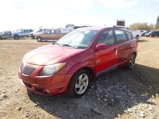 2005 Pontiac Vibe c/w 16V VVT, A/T, Showing 102,629 Kms, P205/55R16 Tires at 10%, VIN 5Y2SL63825Z451308 *Note: ABS Light On, Rust and Body Damage, Has Odour* 