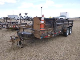 2007 Maxey Dump Trailer c/w 14 Ft. Dump, 4 Ft. Deck, Manual Roll Tarp, ST235/80R16 Tires, VIN 5R8DT14298M008038 *Note: Damage to Rear Deck* *Located At Satellite Yard*