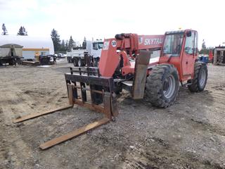 2006 SkyTrak 10054 Telehandler, Cummins 4.5L/QSB4.5 110 Hp, Four Wheel/Crab Steer, Leveling Frame, 4 Section Boom, 10,000lb. Max Reach 38', Max Height 53', 60" Forks. Showing 4951 Hrs. SN 0160015024. **Note: Item Cannot Be Removed Until 12PM April 23 Unless Mutually Agreed Upon**