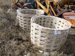 (3) Barrels, (5) Manhole Rings, (2) Manhole Tops.