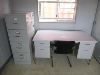 (1) 4 Drawer Desk, & (1) 4 Drawer File Cabinet.