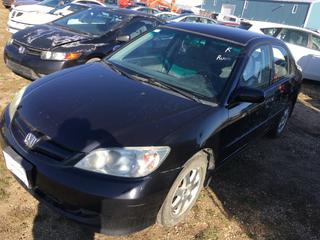 Selling Off-Site -  2004 Honda Civic 4 Door Car c/w 4 Cyl, Auto,  With Key, Showing 296,301 Kms, VIN 2HGES16694H906938. Location - 527 North 200 East, Raymond, AB -  For Further Information Please Call Chris 403-308-1161.