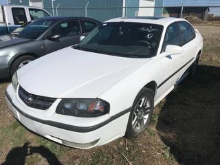 Selling Off-Site -  2000 Chev Impala 4 Door Car c/w V6, Auto, No Key,  VIN 2G1WH55K0Y9160836.  Location - 527 North 200 East, Raymond, AB -  For Further Information Please Call Chris 403-308-1161.