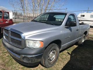 Selling Off-Site -  2005 Dodge 1500 2WD P/U V8, Auto, With Key, Short Box, Showing 84,956 Kms, VIN 1D7HA16K35J500885. Location - 527 North 200 East, Raymond, AB -  For Further Information Please Call Chris 403-308-1161.