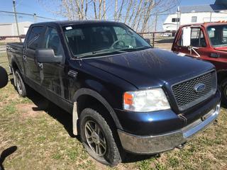 Selling Off-Site -  2005 Ford F150 Crew Cab P/U c/w 5.4, Auto, With Key, Showing 276,986 Miles, VIN 1FTPW14505KE64815. Location - 527 North 200 East, Raymond, AB -  For Further Information Please Call Chris 403-308-1161.