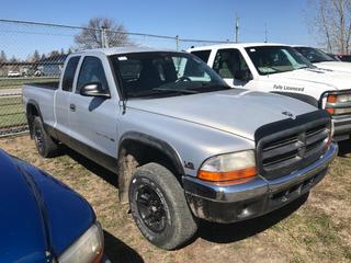 Selling Off-Site -  1998 Dodge Dakota Extended Cab 4x4 P/U c/w 5.2, Auto, With Key, Showing 178,142 Kms, VIN 1B7GG22Y9WS575526. Location - 527 North 200 East, Raymond, AB -  For Further Information Please Call Chris 403-308-1161.