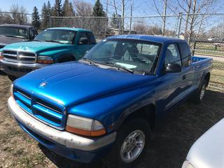 Selling Off-Site -  1999 Dodge Dakota Extended Cab 2WD P/U c/w 3.9, Auto, With Key, Showing 317,483 Kms, VIN 1B7GL22X5XS300885. Location - 527 North 200 East, Raymond, AB -  For Further Information Please Call Chris 403-308-1161.