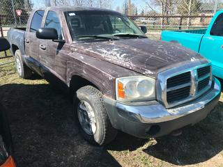 Selling Off-Site -  2005 Dodge Dakota Crew Cab 4x4 P/U c/w 4.7, Auto, With Key, Showing 140,957 Kms, VIN 1D7HW48NX5S359964. Location - 527 North 200 East, Raymond, AB -  For Further Information Please Call Chris 403-308-1161.