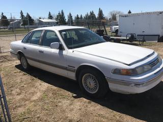 Selling Off-Site -  1992 Ford Crown Victoria Car c/w V8, Auto, With Key, Showing 117,531 Kms, VIN 2FACP7W3NX16045. Location - 527 North 200 East, Raymond, AB -  For Further Information Please Call Chris 403-308-1161.