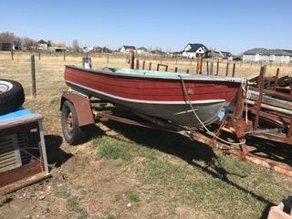 Selling Off-Site -  12' Aluminum Boat c/w Trailer. Location - 527 North 200 East, Raymond, AB -  For Further Information Please Call Chris 403-308-1161.