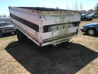 Selling Off-Site -  Grain Box 16 Ft. c/w Hoist, Steel Floor, Mounted On Rear Half of Truck Frame. Location - 527 North 200 East, Raymond, AB -   For Further Information Please Call Chris 403-308-1161.