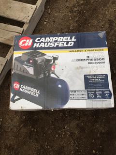 Unused Campbell Hausfeld 3 Gallon Air Compressor.