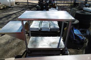 Steel Work Table on Wheels.