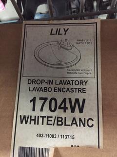 Celite Lily 1704W White Drop-In Lavatory Sink.