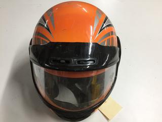 Typhoon Orange/Silver Size XXXL Helmet With Visor.