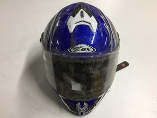 Equinox Zox Blue/Silver Youth Size Small Helmet With Visor.