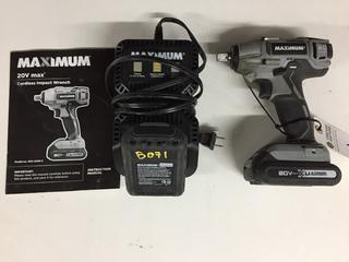 Maximum 20V Impact Wrench c/w (2) Batteries & Charger.
