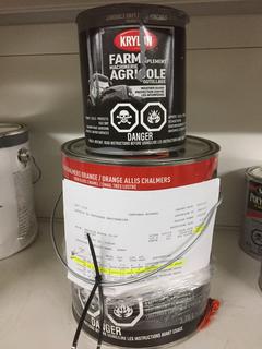 (1) 3.78L Allis Chalmers Orange Farm & Implement Paint & (1) 946ml Grey Primer.